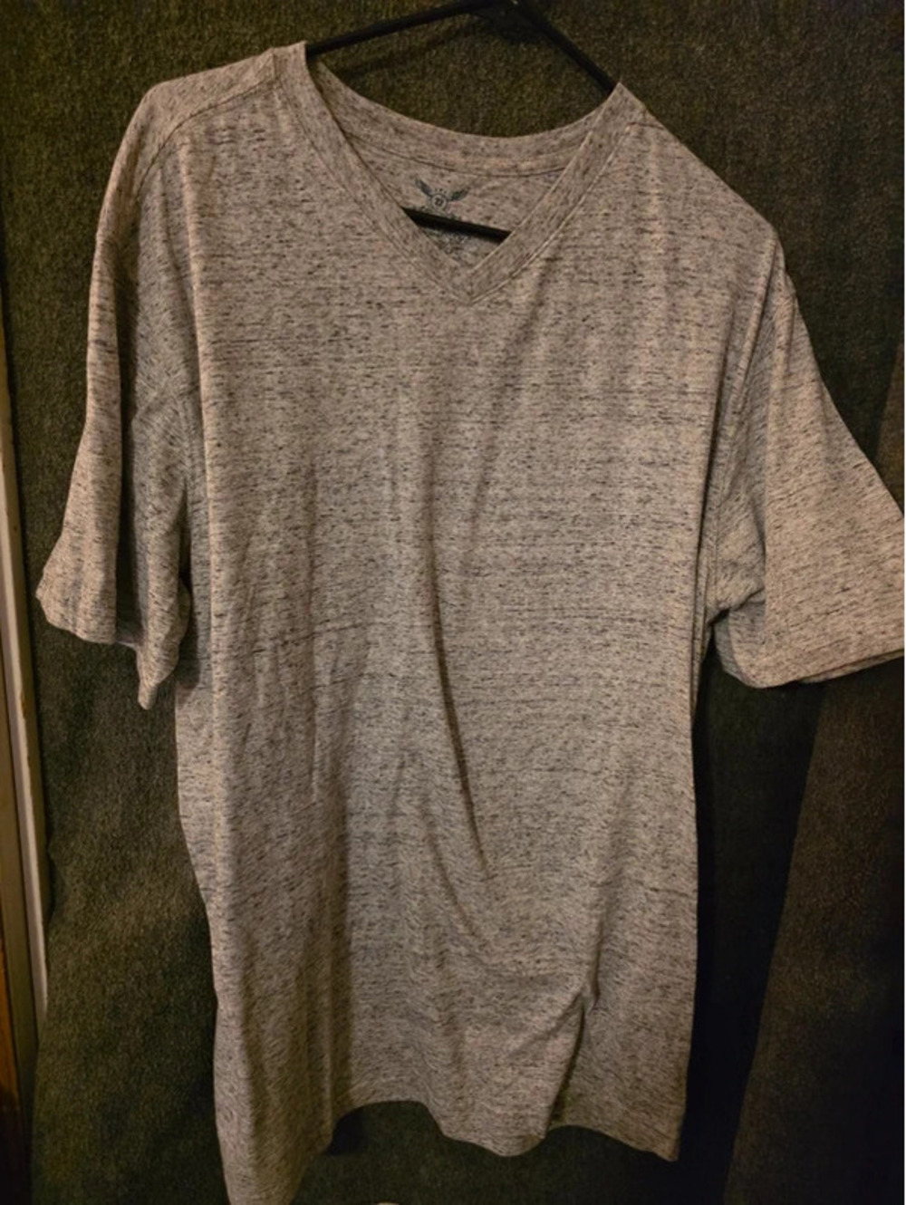 Faded Glory XL 46-48 Mens Heather Grey Blue Fleck V Neck Short Sleeve T Shirt
